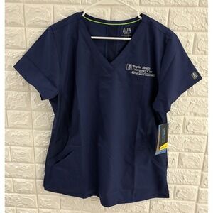 ALL UNIFORM‎ WEAR WOMENS SCRUB TOP SIZE LARGE BLUE BAPTIST HEALTH EMERGENCY CARE